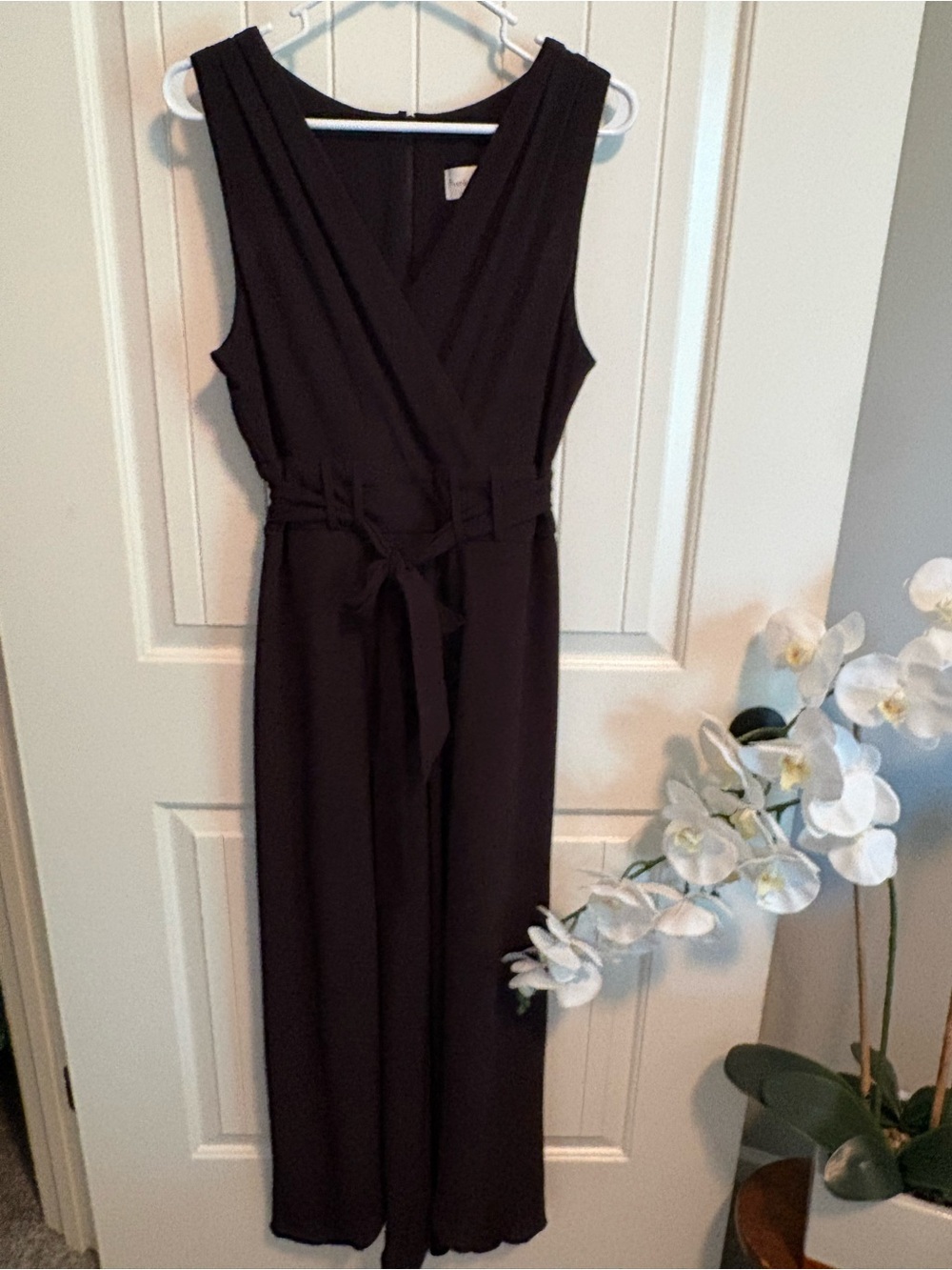 Premier Amour Textured Crepe Sleeveless Wrap Wide Leg Jumpsuit 8